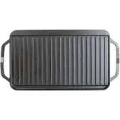 Lodge Gietijzeren Chef Collectie Rechthoekige Omkeerbare Grill & Grillplaat - 20 in x 10 in