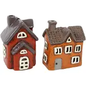 Countryfield Theelicht Huis Bill 10x9,5x14cm Bruin bruin Aardewerk