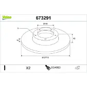 Valeo 673291 Remschijf