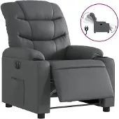 vidaXL Fauteuil verstelbaar elektrisch kunstleer grijs