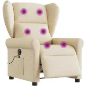 vidaXL Massagestoel elektrisch verstelbaar stof crèmekleurig