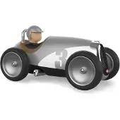Baghera Speelgoedauto - Racing Car Zilver - Vintage - In Geschenkdoos - 1 Jaar