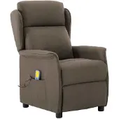 vidaXL Massagestoel met kussen Taupe 93.5 x 67.5 x 101.5 cm Stof