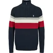 U.S. POLO ASSN. Trui 'Ricco' grijs / rood / zwart / wolwit