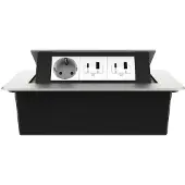 Livolo Stekkerdoos | Pop-Up | Zilver | 3 | Push | Inbouw | Dubbele USB/USB-C