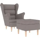 vidaXL Fauteuil met voetenbankje stof taupe