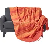 Homescapes Marokko sprei, terracotta strepen, 150 x 200 cm