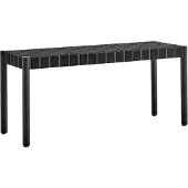&tradition Betty TK4 bankje black, zwartkleurige gevlochten linnen zitting