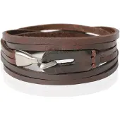 LGT JWLS Wikkelarmband Heren Bruin Leer Haak