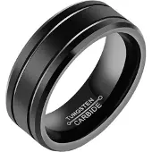 Mendes Zwarte Wolfraam heren ring 8mm-18mm