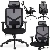 Mebel Elite Bento - Ergonomische Bureaustoel - Zwart - Draaibaar