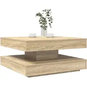 vidaXL Salontafel 360 graden draaibaar 70x70x34,5 cm sonoma eikenkleur