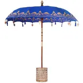 vidaXL Balinese parasol met basis Blauw 215 x 215 x 260 cm Katoen