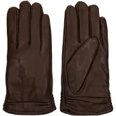 Manfield Donkerbruine leren handschoenen | Maat S