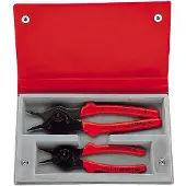 Facom tangen voor borgringen, geschikt voor zowel binnen- als buitenspanning, verwisselbare tips, set, 2-delig.
