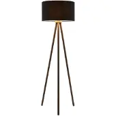 LINDBY Vloerlamp Majken, zwart, Woon-/ Eetkamer, Hout, Scandinavisch, vloerlamp hout