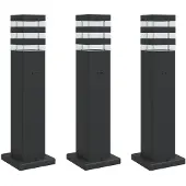 vidaXL Buitenvloerlampen 3 st met stopcontact 50 cm aluminium zwart