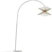 LINDBY Booglamp - vloerlamp Valdorin, crème / amber, Woon-/ Eetkamer, Papier, Landelijk, booglamp