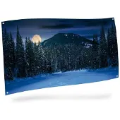 My Village Achtergrond doek berglandschap nacht 150x75 cm