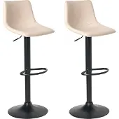 Beliani LEBRIJA - Barkruk set van 2 - Lichtbeige - Kunstleer