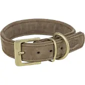 Trixie Halsband Hond - Nubuckleer Bruin S-M 31-37x3 cm - Dubbel Gevoerd met D-ring