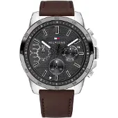 Tommy Hilfiger 1791562 herenhorloge, roestvrijstalen kast, leren band