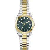 GUESS Analoog horloge 'Alice' goud / donkergroen / zilver
