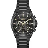 BOSS Strike Zwartgecoat horloge met tonale polsband met H-schakels
