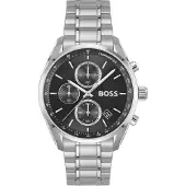 BOSS Horloge met zwarte wijzerplaat en stalen polsband