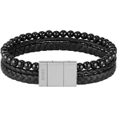 HUGO Armband 'Sphere' zwart / zilver