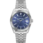 GUESS Analoog horloge 'JADEN' blauw / zilver