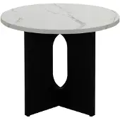 Oviala - Moderne ronde salontafel 50 cm zwart marmerlook - Klery