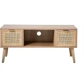 CALICOSY - TV-meubel met 2 lades en rotan voorkant L100 cm - MIYA