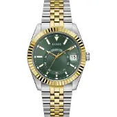 GUESS Analoog horloge 'JADEN' goud / groen / zilver