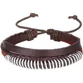 LGT JWLS Leren armband Heren Verstelbaar Touw Bruin Wit