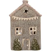 Clayre & Eef Waxinelichthouder Huis 10x8x15 cm Blauw Keramiek