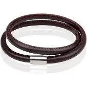 LGT JWLS LGT Jewels leren Wrap armband Edelstaal Bruin