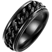 LGT JWLS LGT Jewels edelstaal heren ring Cuban Link Zwart-22mm