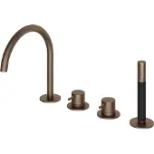 Hotbath Cobber CB173 badrandcombinatie met staafhanddouche, 2-weg omstel en draaibare uitloop verouderd messing