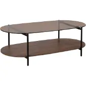 Oviala - Moderne ovale salontafel L 120 cm in bruin glas - Ruby