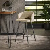 Dimehouse Set van 2 Barkrukken Alba bouclé Zand