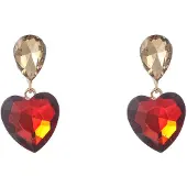 Go Dutch Label Oorknoppen Heart Stone Dangle Goud Bruin