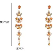 Go Dutch Label Oorknoppen Long Stone Dangle Goud Bruin