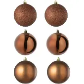 J-Line kerstbal - kunststof - donkerbruin - doos van 6