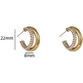 Go Dutch Label Oorknoppen Double Hoop Goud Crystal