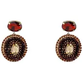 Go Dutch Label Oorknoppen Big Round Stone Dangle Bruin