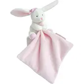Doudou et Compagnie Doudou Konijn Zakdoek - DOUDOU EN COMPAGNIE - Roze - Meisje - Geboorte - Pluche 10cm - Bloemen Doos