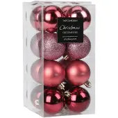 Christmas Decoration kleine kerstballen 48x -3cm-kunststof -roze