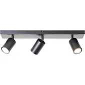 Brilliant Jello plafondspot, lengte 50 cm, zwart, 3-lamps, metaal, zwart, Woon-/ Eetkamer, metaal, Modern, halogeen spot