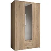 Emob Kledingkast Daniela 120cm met 3 deuren 2 lades & spiegel - eik